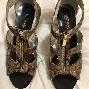 Michael Kors dressy brown print sandals, sz 10